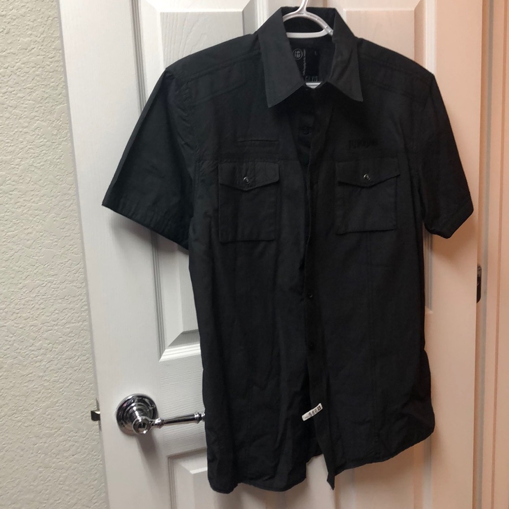 FLTR Black short sleeve button down
